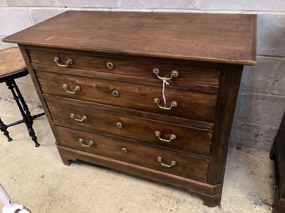 A 19th century Continental oak and fruitwood chest, width 110cm, depth 53cm, height 90cm